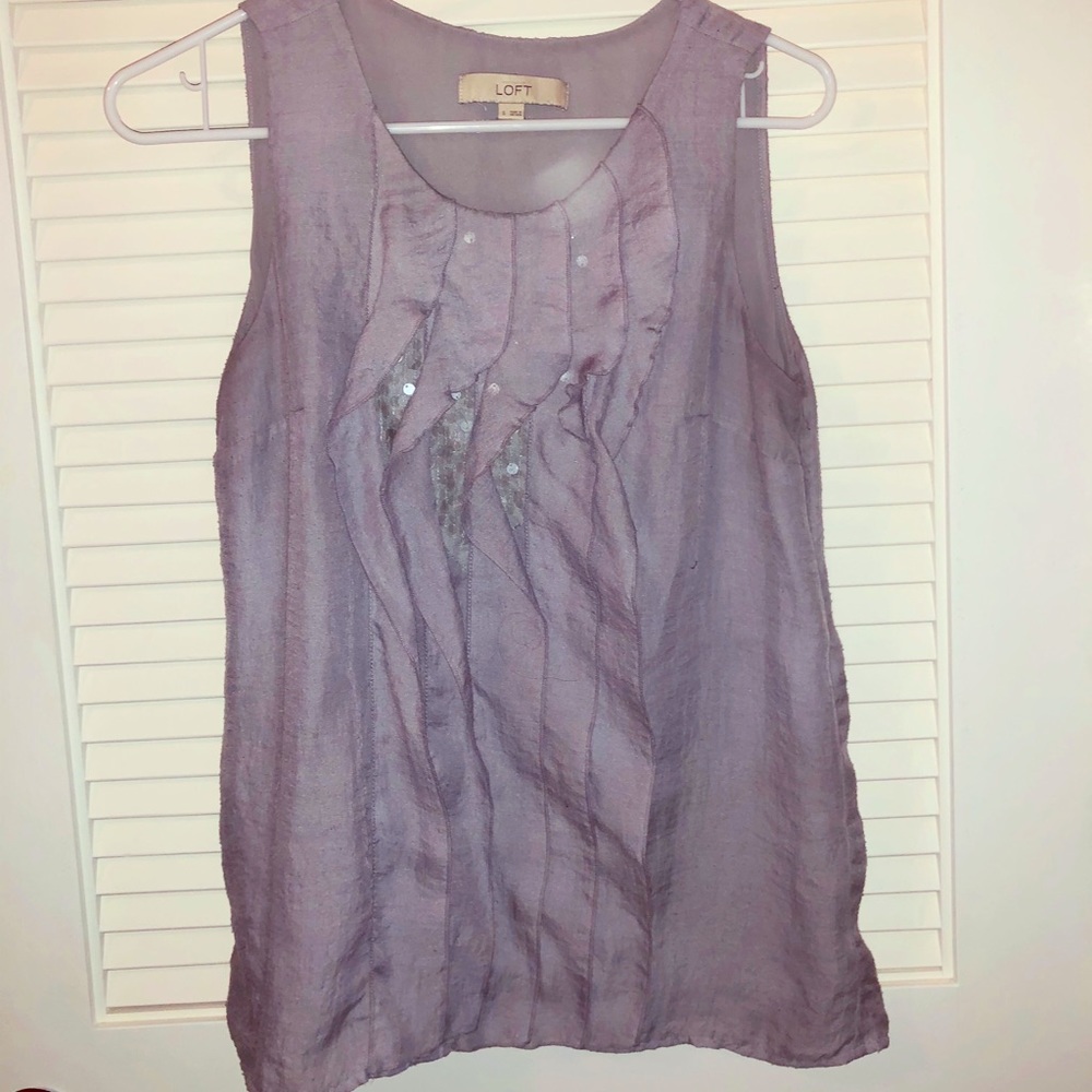 Ann Taylor Loft Light Blue ruffle blouse.